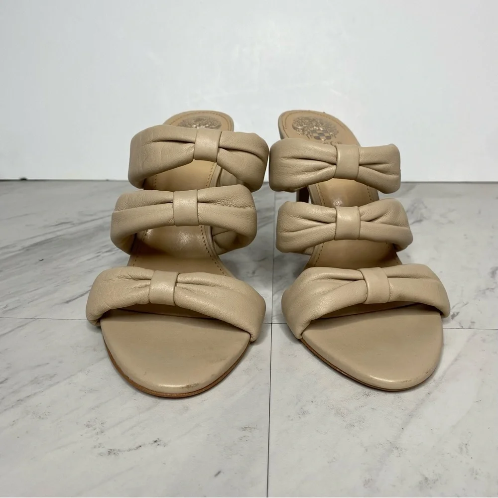 Vince Camuto Thendie Tan Leather Heeled Sandal 8 1/2